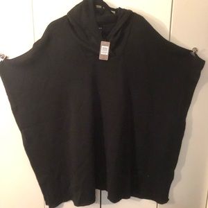 Black, hooded sweater like cape